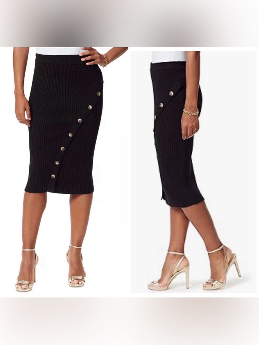 New - Sam Edelman Women's Ribbed Rosalie Button-Front Skirt Black Small